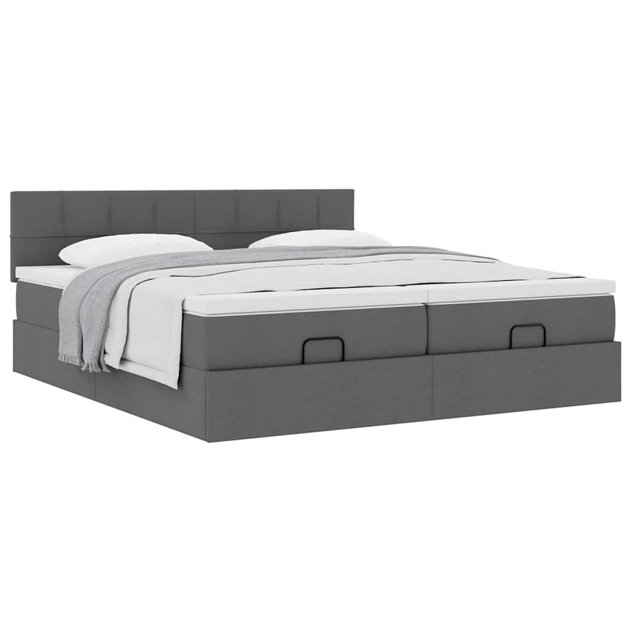 Ottoman bed met matrassen 180x200cm stof donkergrijs