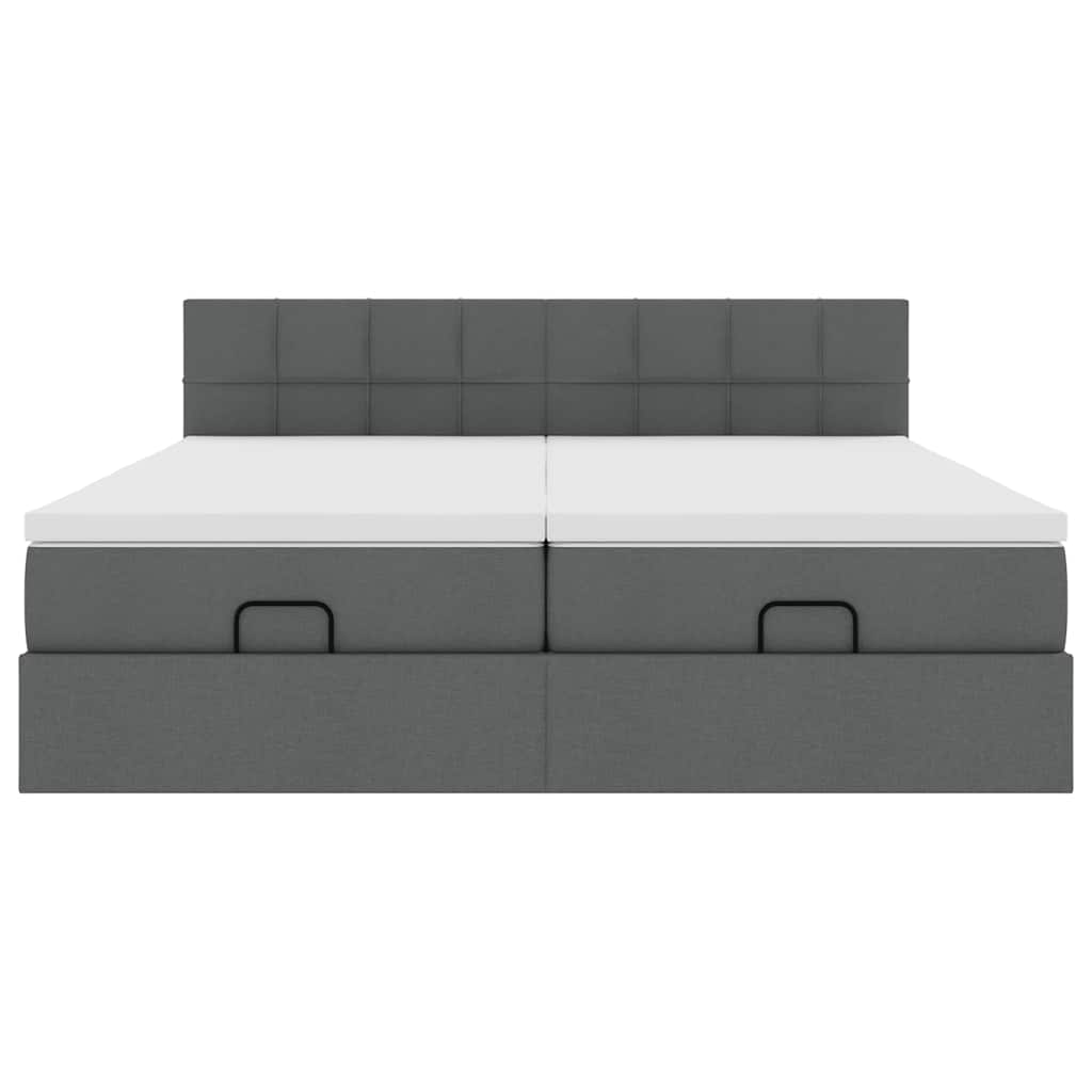 Ottoman bed met matrassen 180x200cm stof donkergrijs