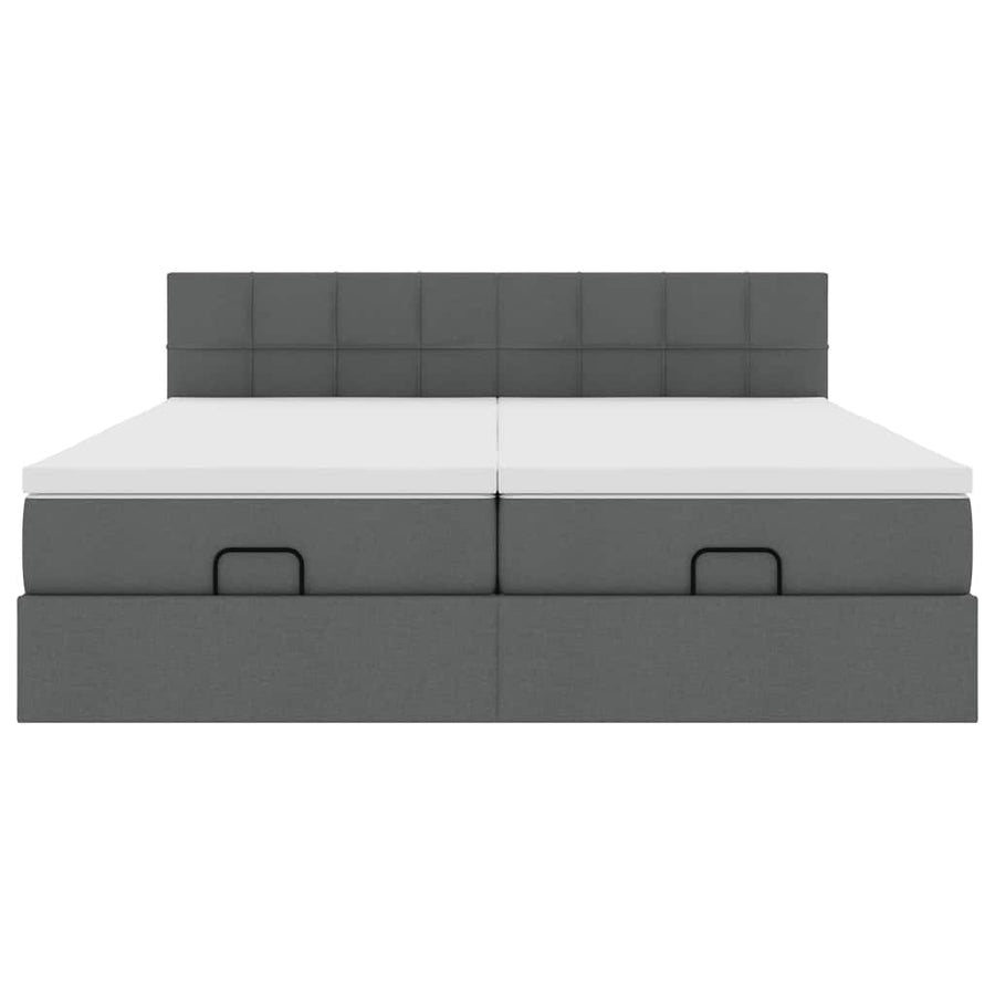 Ottoman bed met matrassen 180x200cm stof donkergrijs