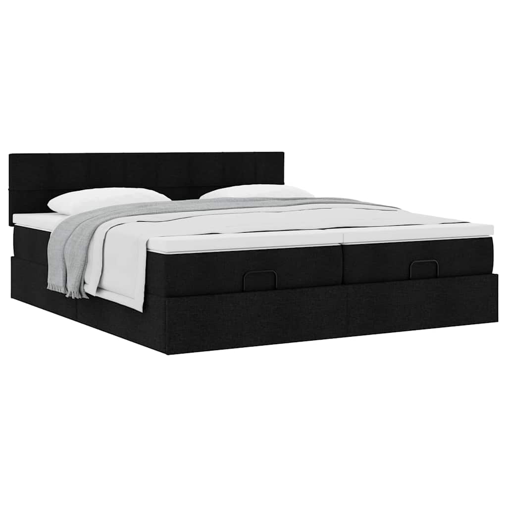 Ottoman bed met matrassen 180x200cm stof zwart