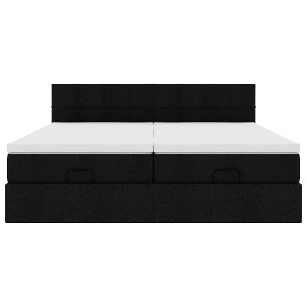 Ottoman bed met matrassen 180x200cm stof zwart
