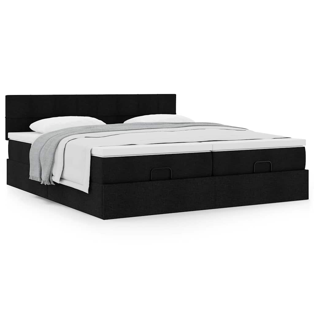 Ottoman bed met matrassen 180x200cm stof zwart