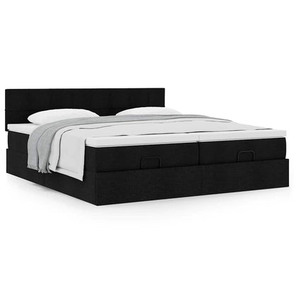 Ottoman bed met matrassen 180x200cm stof zwart