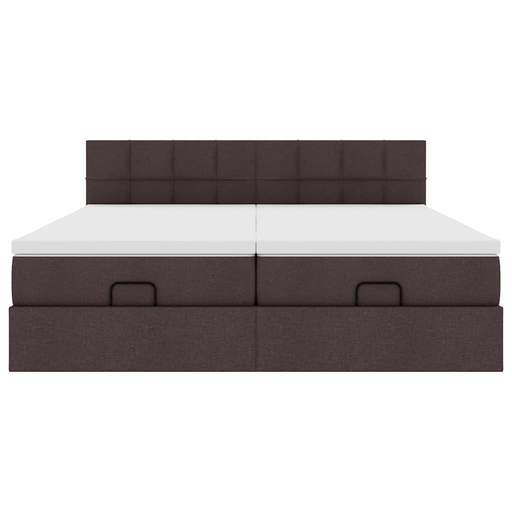 Ottoman bed met matrassen 180x200cm stof donkerbruin
