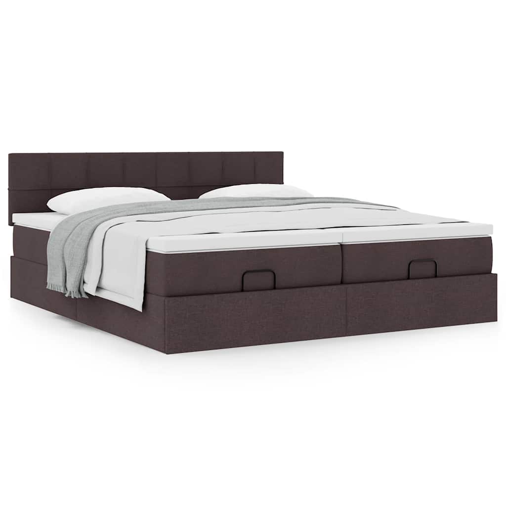 Ottoman bed met matrassen 180x200cm stof donkerbruin