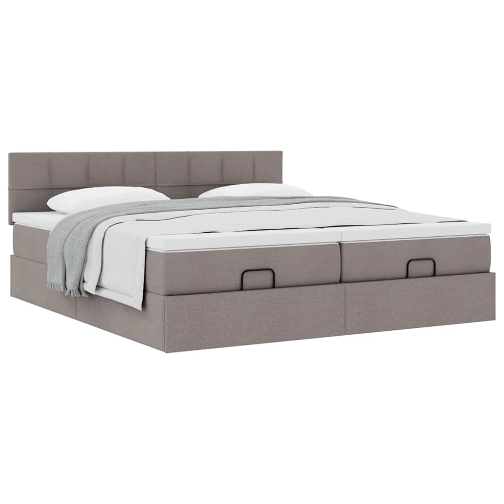 Ottoman bed met matrassen 180x200cm stof taupe