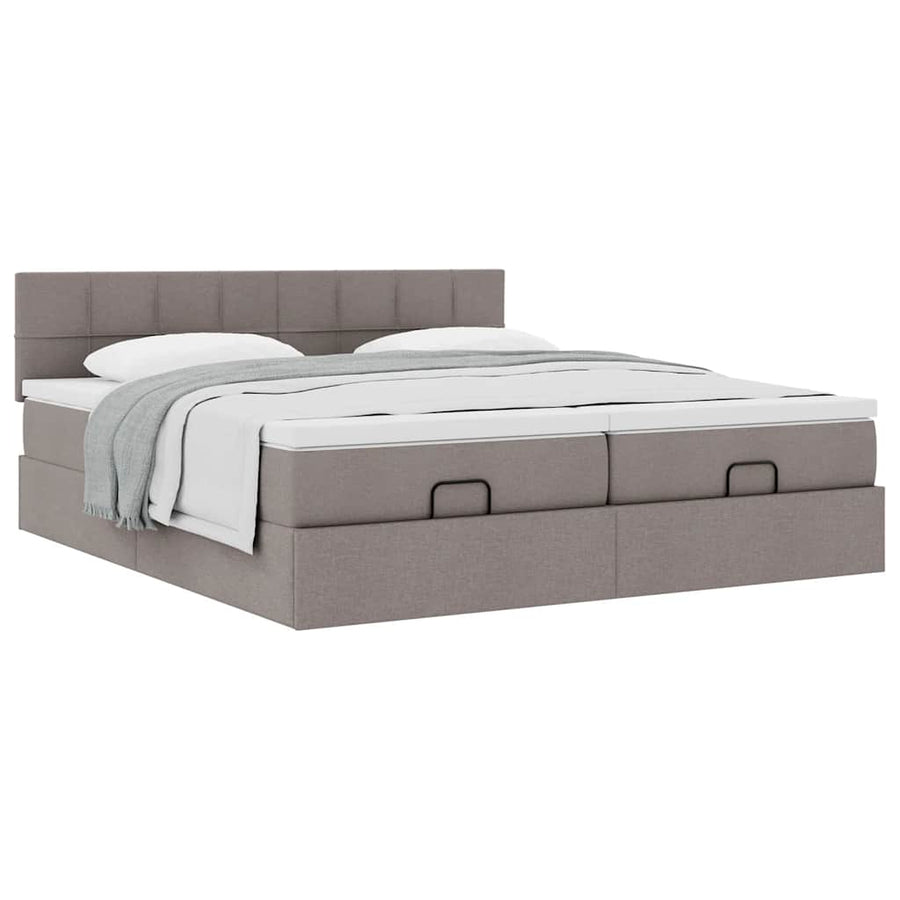 Ottoman bed met matrassen 180x200cm stof taupe