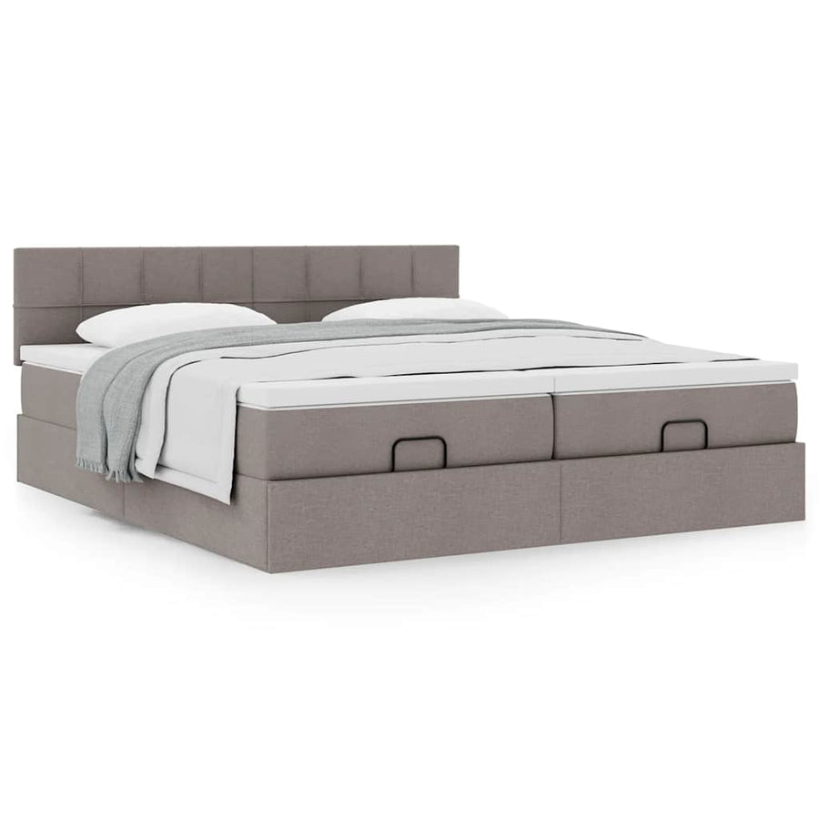 Ottoman bed met matrassen 180x200cm stof taupe
