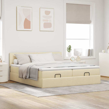 Ottoman bed met matrassen 180x200cm stof crèmekleurig
