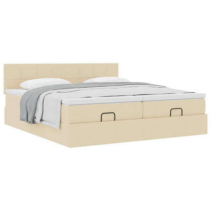 Ottoman bed met matrassen 180x200cm stof crèmekleurig