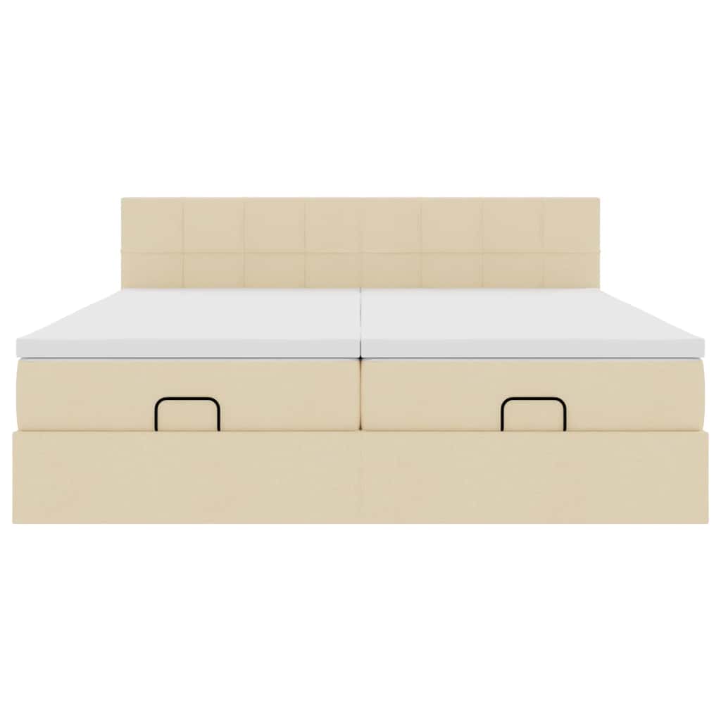 Ottoman bed met matrassen 180x200cm stof crèmekleurig