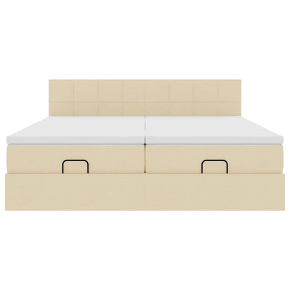 Ottoman bed met matrassen 180x200cm stof crèmekleurig