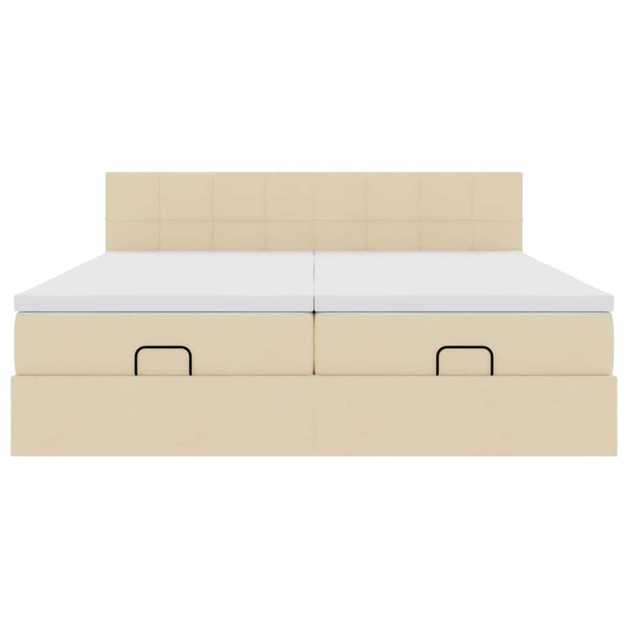 Ottoman bed met matrassen 180x200cm stof crèmekleurig