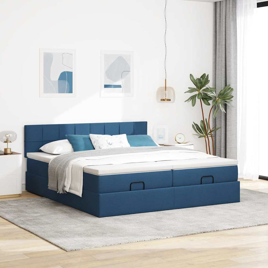 Ottoman bed met matrassen 180x200cm stof blauw