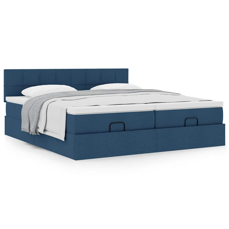 Ottoman bed met matrassen 180x200cm stof blauw