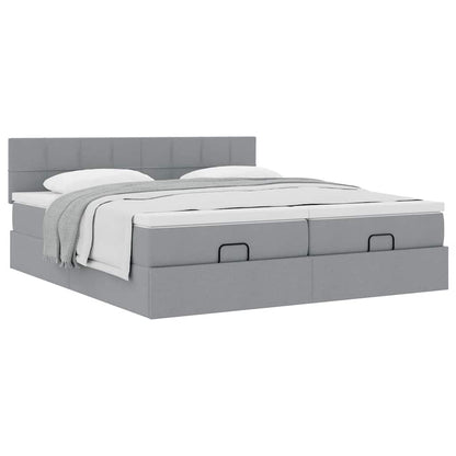 Ottoman bed met matrassen 200x200cm stof lichtgrijs