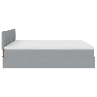 Ottoman bed met matrassen 200x200cm stof lichtgrijs
