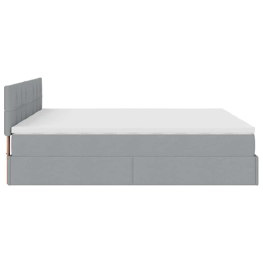 Ottoman bed met matrassen 200x200cm stof lichtgrijs