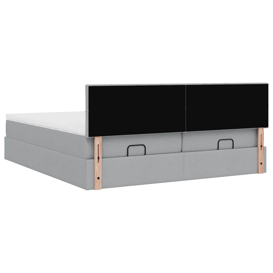 Ottoman bed met matrassen 200x200cm stof lichtgrijs