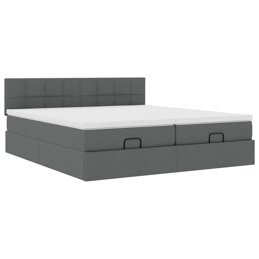 Ottoman bed met matrassen 200x200cm stof donkergrijs