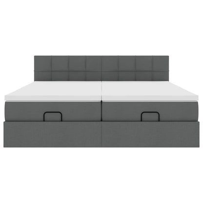 Ottoman bed met matrassen 200x200cm stof donkergrijs