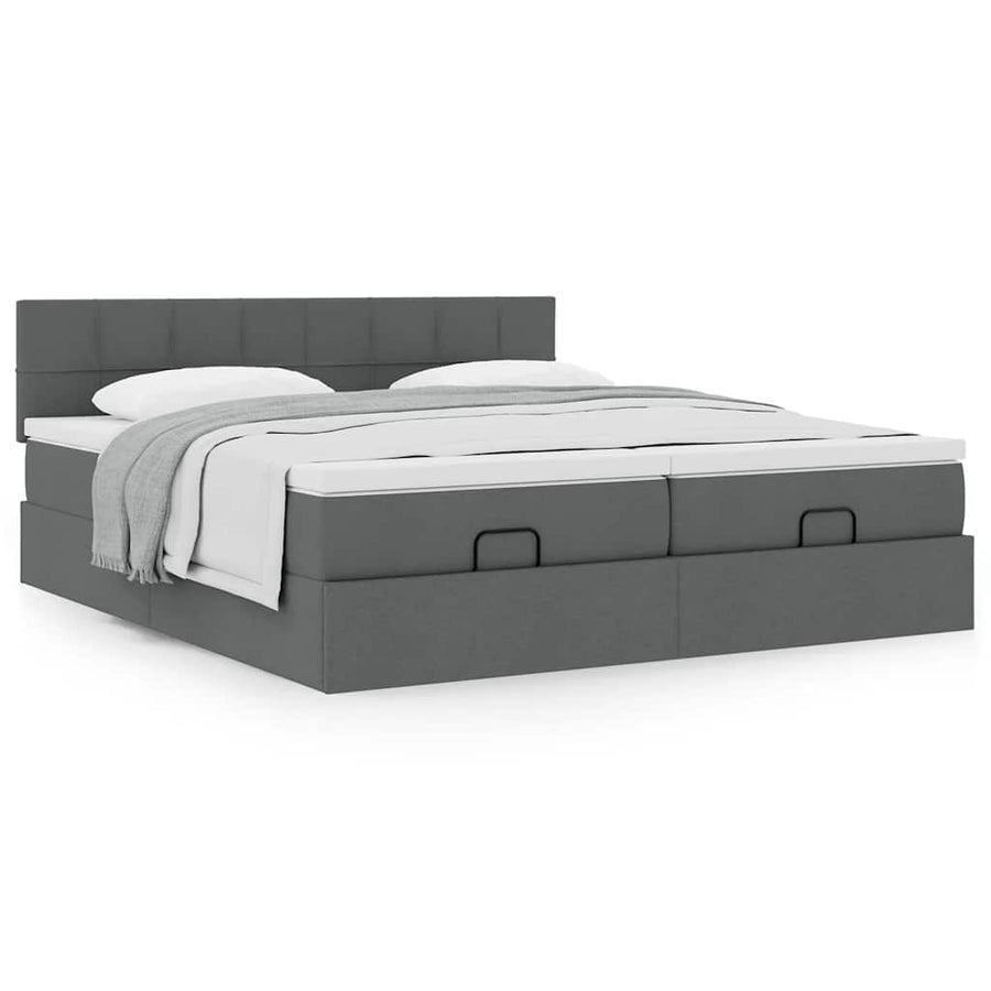 Ottoman bed met matrassen 200x200cm stof donkergrijs