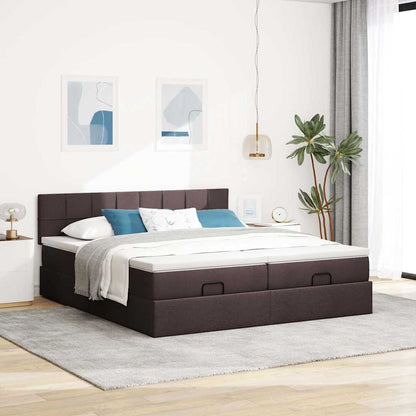Ottoman bed met matrassen 200x200cm stof donkerbruin