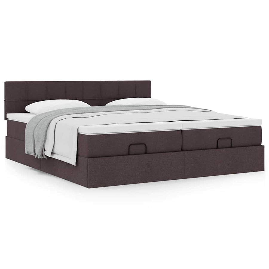 Ottoman bed met matrassen 200x200cm stof donkerbruin