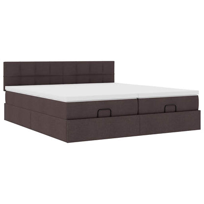 Ottoman bed met matrassen 200x200cm stof donkerbruin