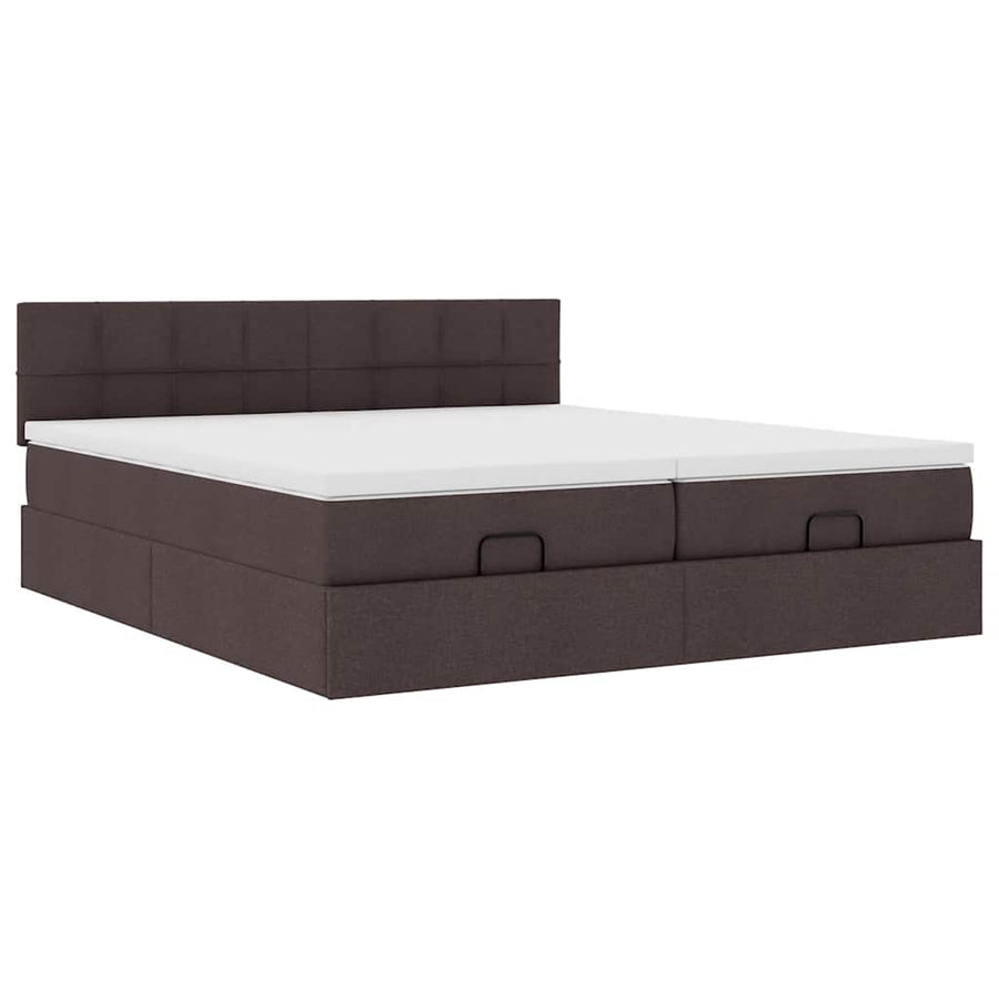 Ottoman bed met matrassen 200x200cm stof donkerbruin