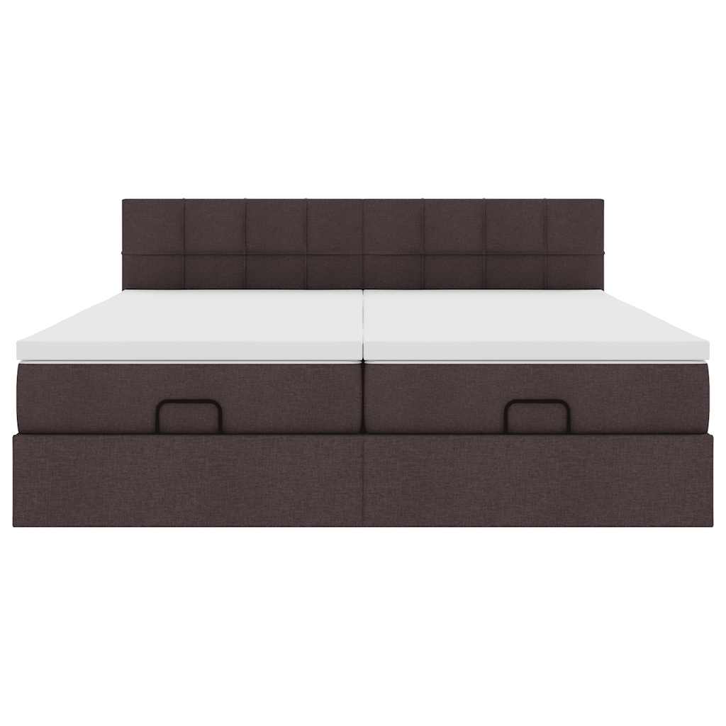 Ottoman bed met matrassen 200x200cm stof donkerbruin