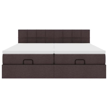 Ottoman bed met matrassen 200x200cm stof donkerbruin