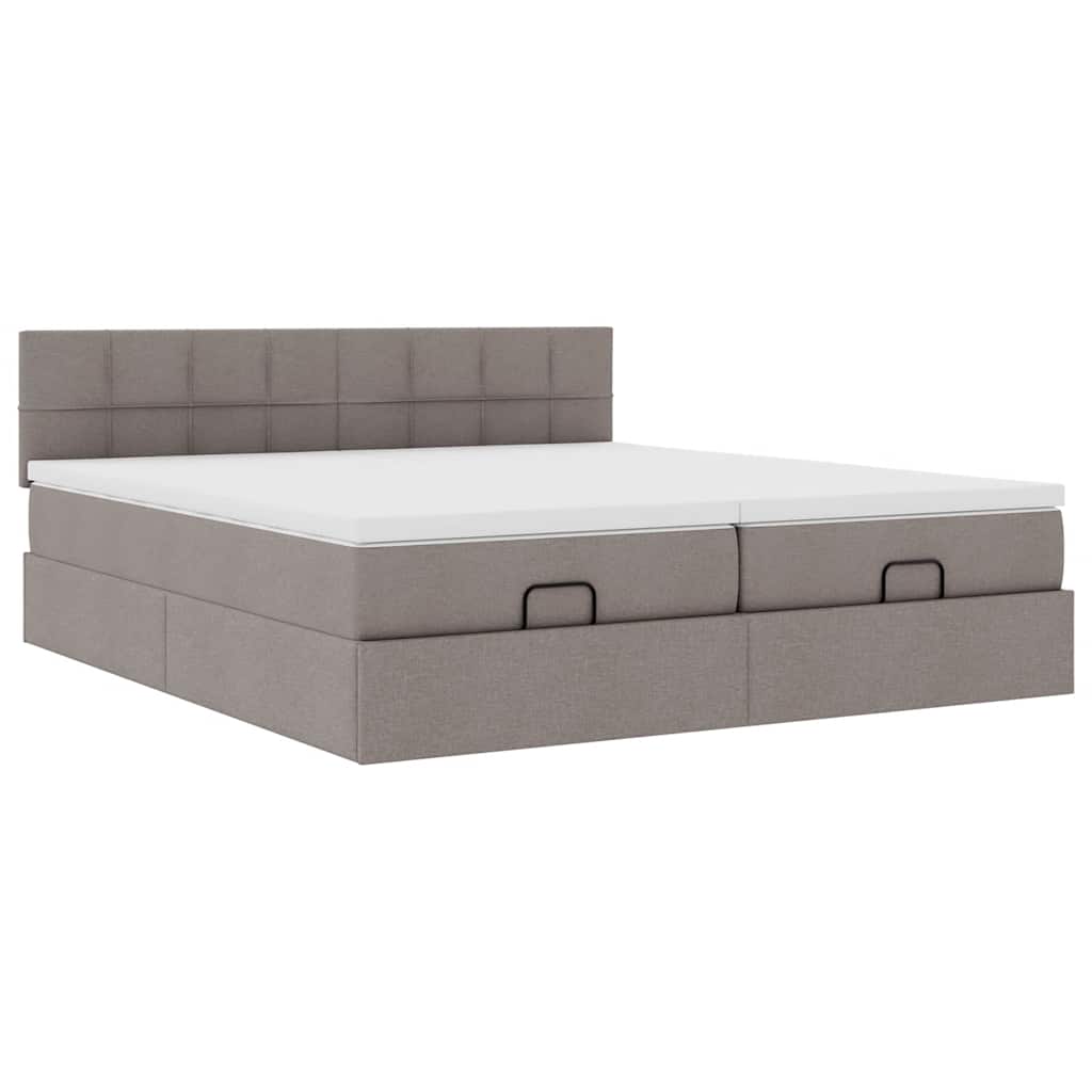 Ottoman bed met matrassen 200x200cm stof taupe