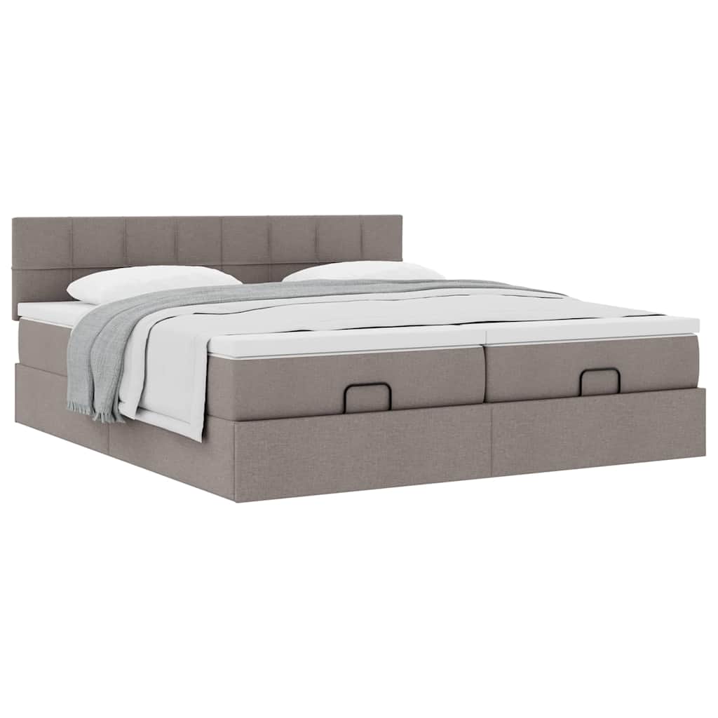Ottoman bed met matrassen 200x200cm stof taupe