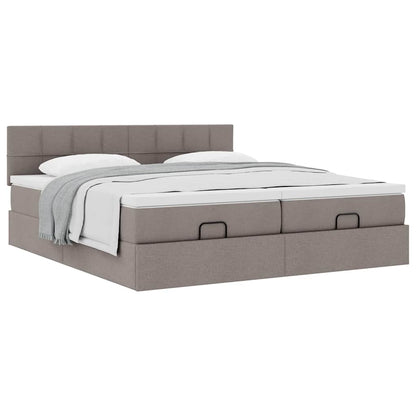 Ottoman bed met matrassen 200x200cm stof taupe