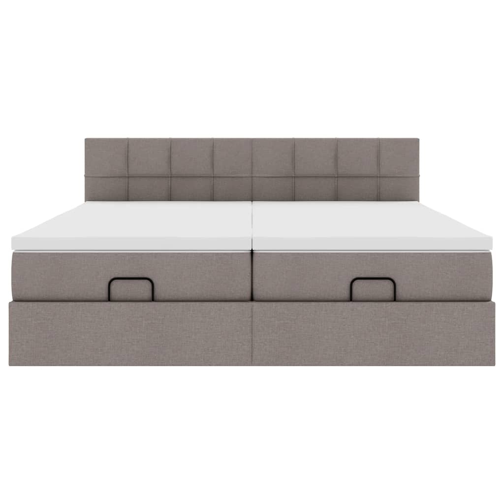 Ottoman bed met matrassen 200x200cm stof taupe