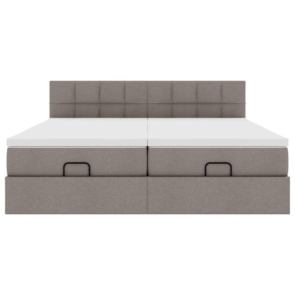 Ottoman bed met matrassen 200x200cm stof taupe