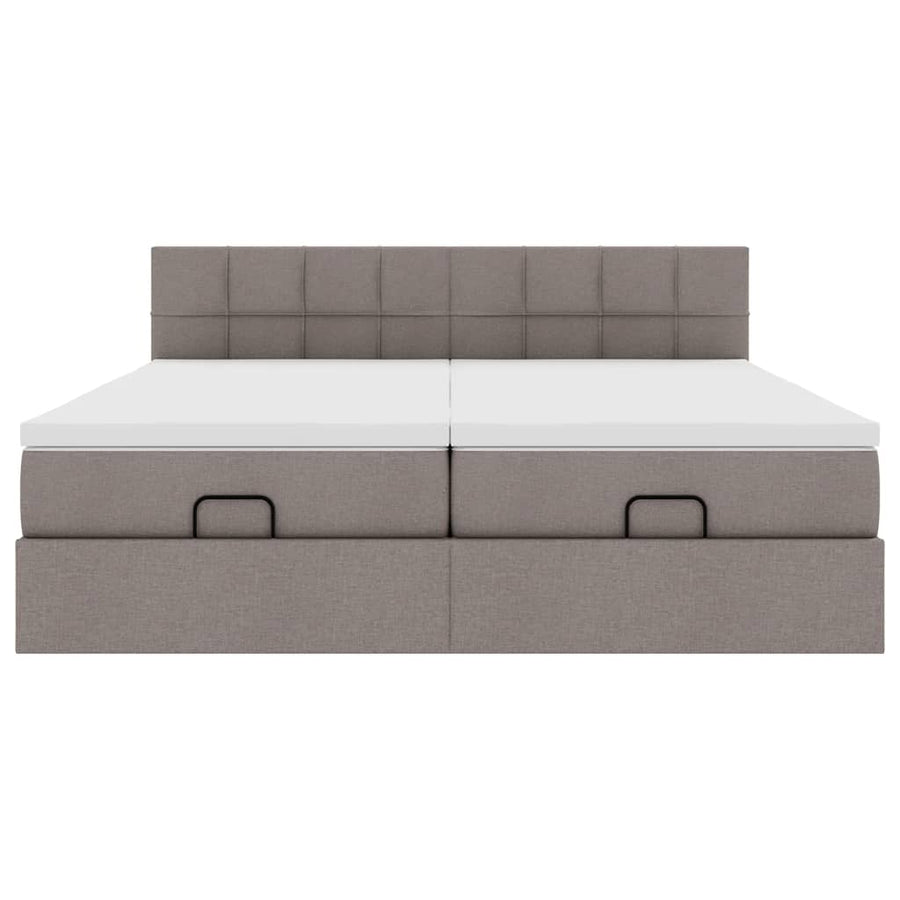 Ottoman bed met matrassen 200x200cm stof taupe
