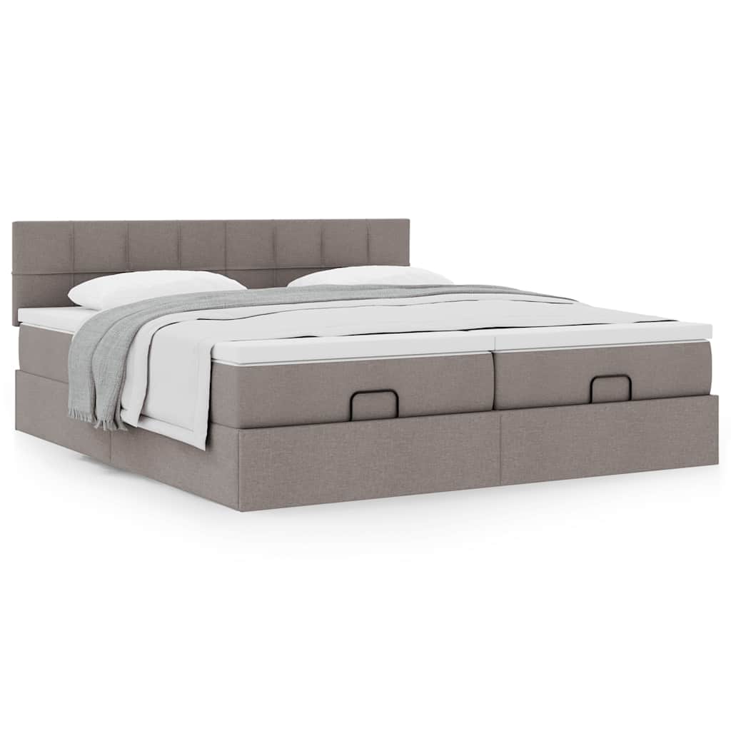 Ottoman bed met matrassen 200x200cm stof taupe