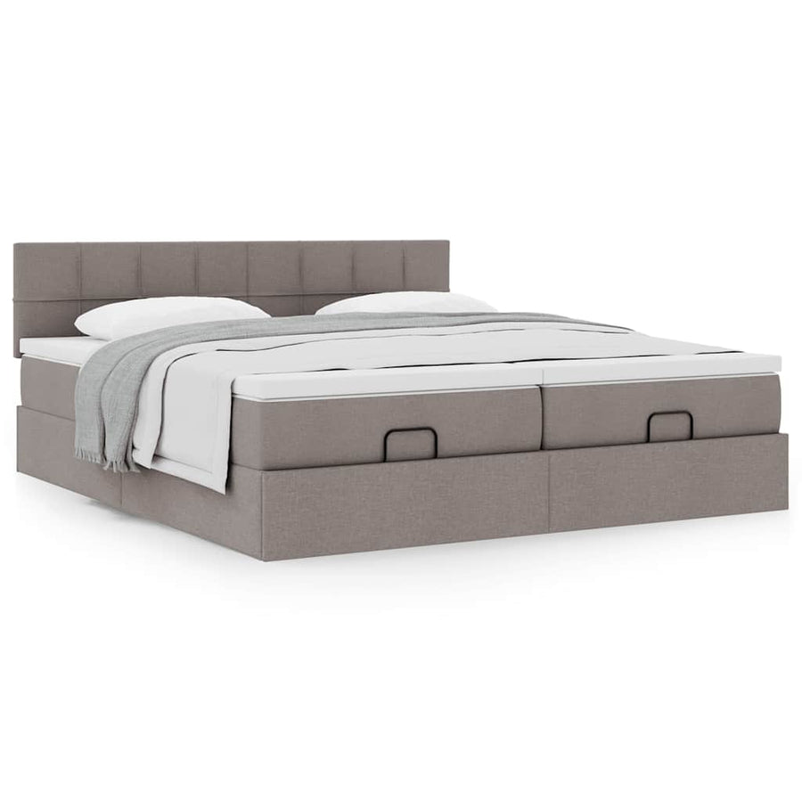 Ottoman bed met matrassen 200x200cm stof taupe