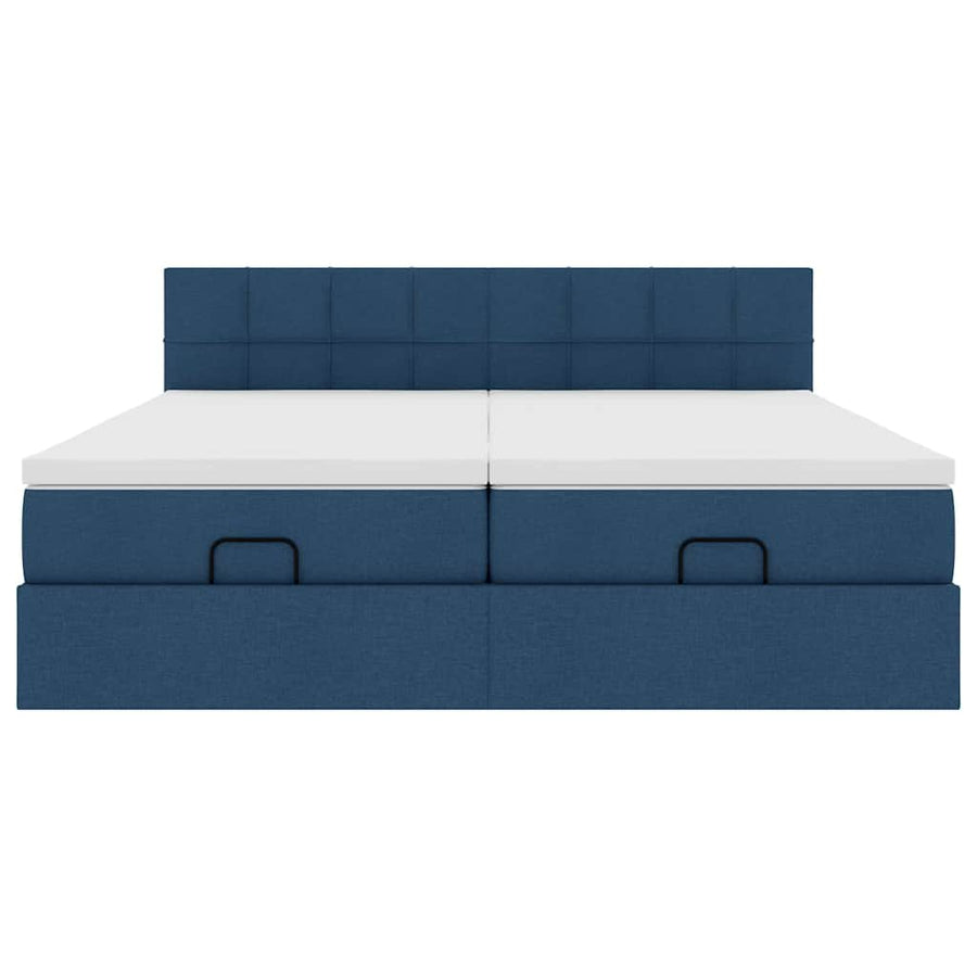 Ottoman bed met matrassen 200x200cm stof blauw