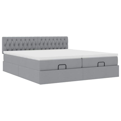 Ottoman bed met matrassen 160x200cm stof lichtgrijs