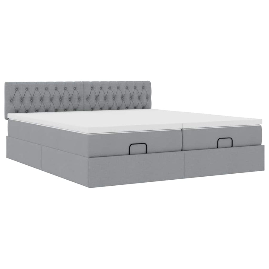 Ottoman bed met matrassen 160x200cm stof lichtgrijs