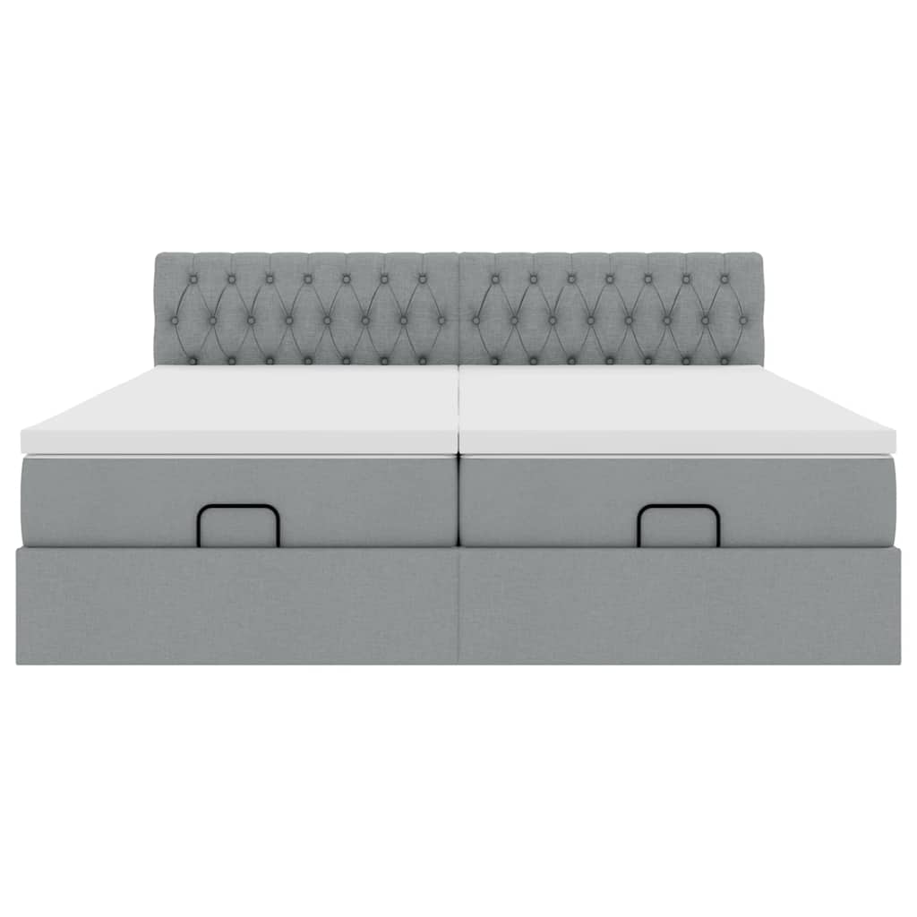 Ottoman bed met matrassen 160x200cm stof lichtgrijs