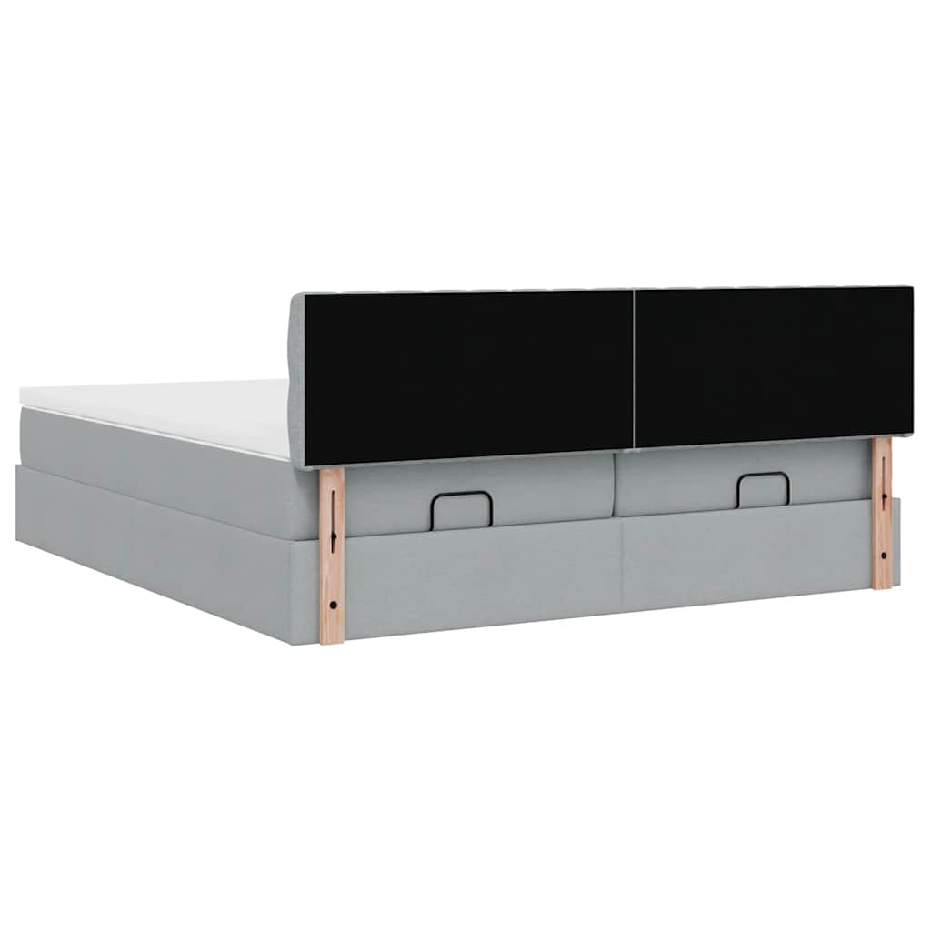 Ottoman bed met matrassen 160x200cm stof lichtgrijs