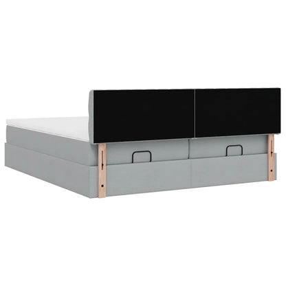 Ottoman bed met matrassen 160x200cm stof lichtgrijs