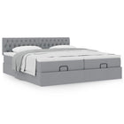 Ottoman bed with mattresses 160x200cm fabric light grey