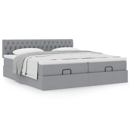 Ottoman bed met matrassen 160x200cm stof lichtgrijs