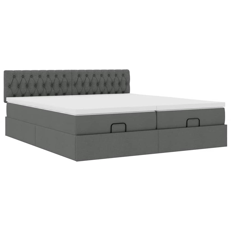 Ottoman bed met matrassen 160x200cm stof donkergrijs