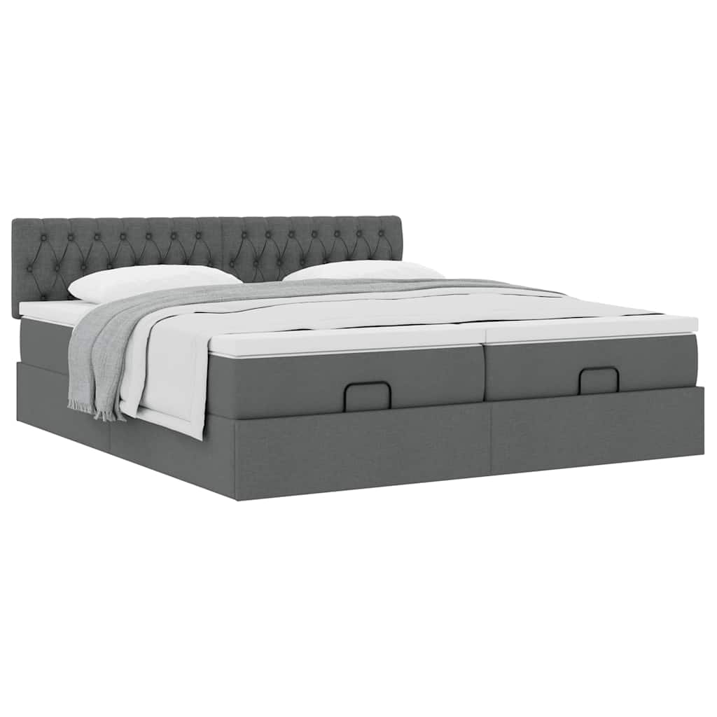 Ottoman bed met matrassen 160x200cm stof donkergrijs
